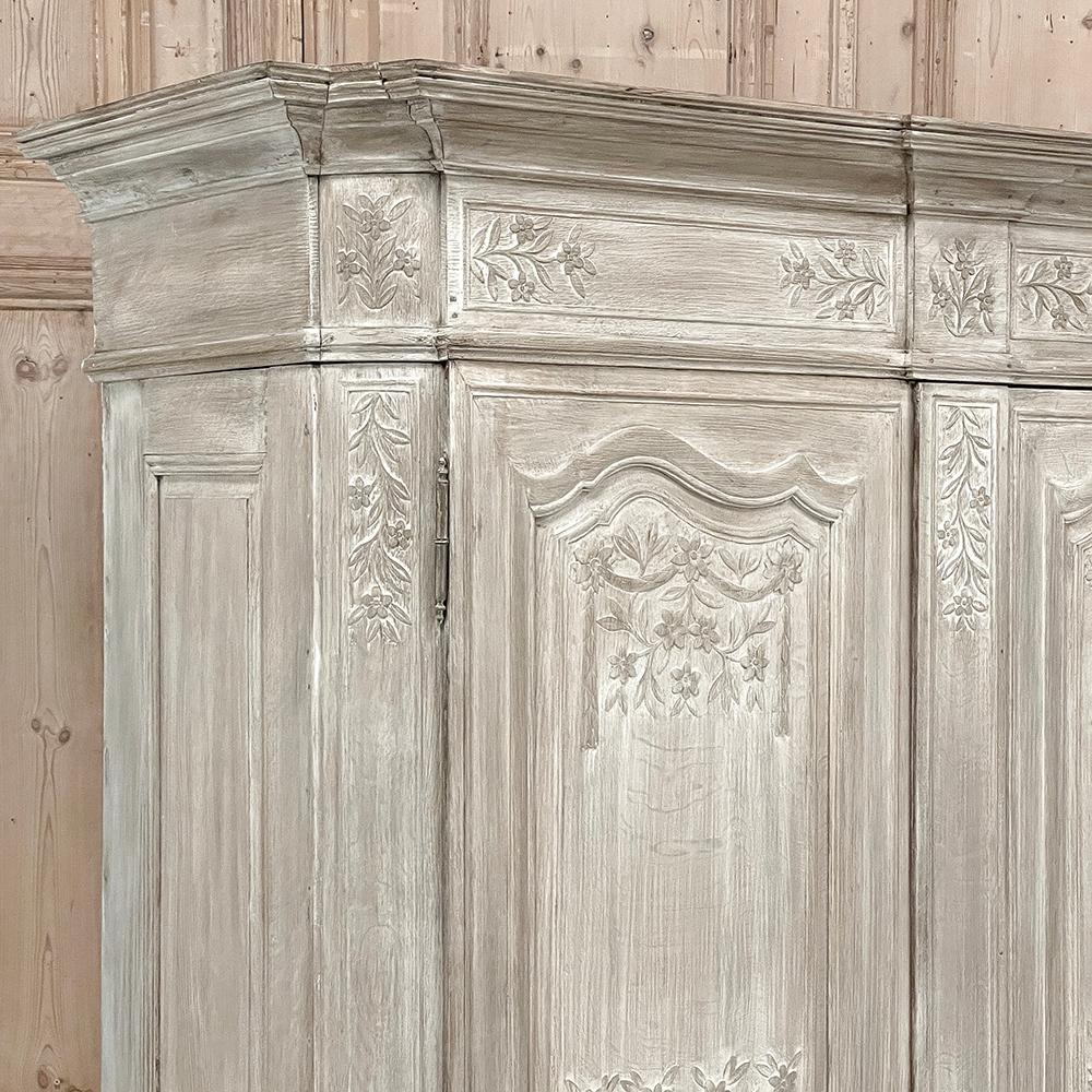 18th Century Country French Louis XVI Period Whitewashed Armoire For Sale 6