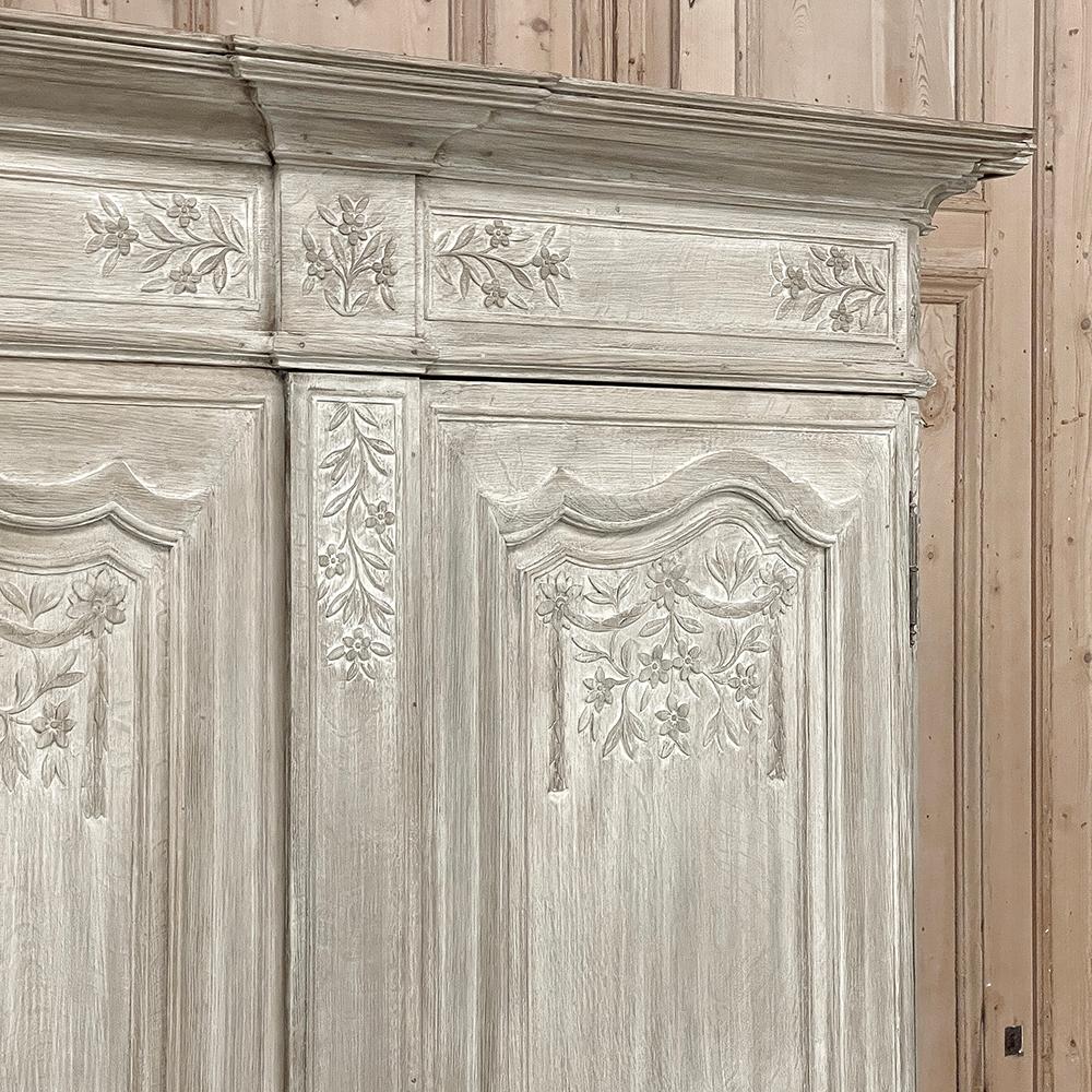 18th Century Country French Louis XVI Period Whitewashed Armoire For Sale 7