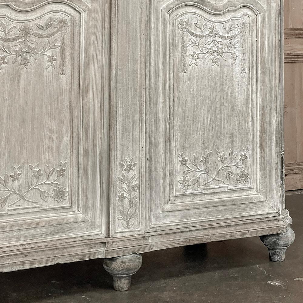 18th Century Country French Louis XVI Period Whitewashed Armoire For Sale 8