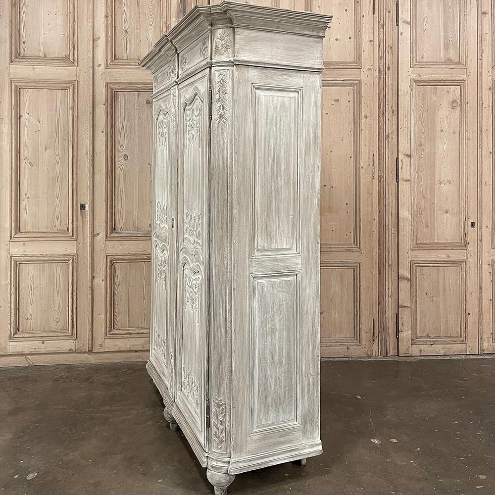 18th Century Country French Louis XVI Period Whitewashed Armoire For Sale 9