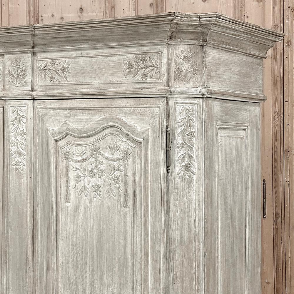 18th Century Country French Louis XVI Period Whitewashed Armoire For Sale 10