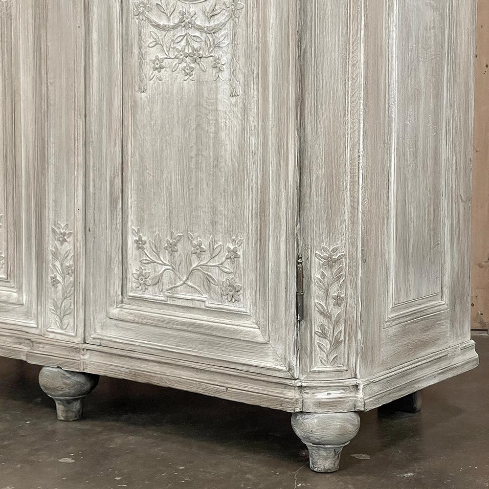18th Century Country French Louis XVI Period Whitewashed Armoire For Sale 11
