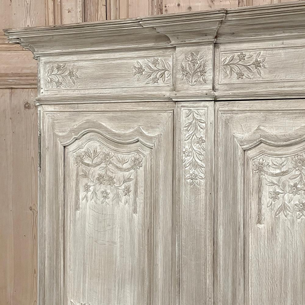 18th Century Country French Louis XVI Period Whitewashed Armoire For Sale 12
