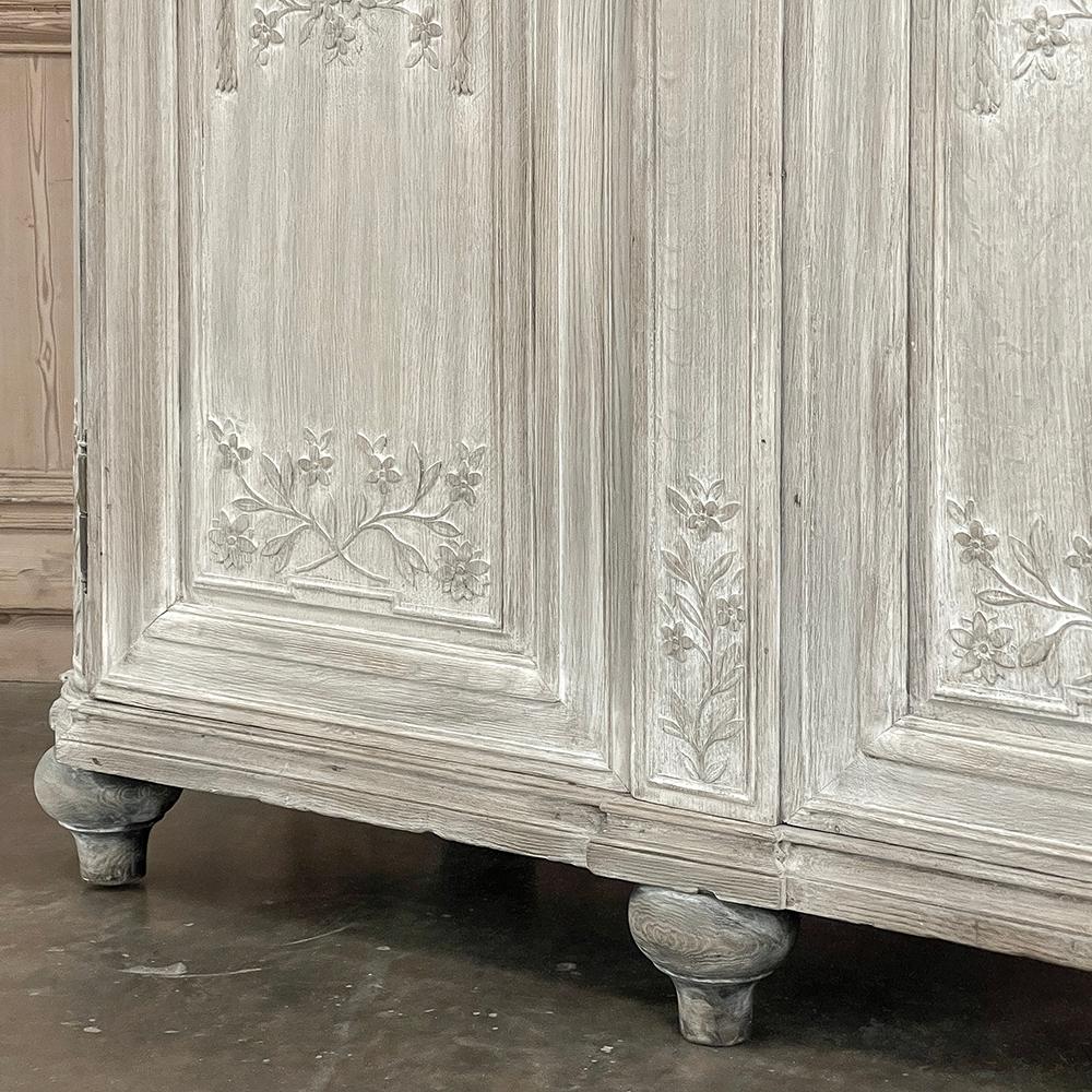 18th Century Country French Louis XVI Period Whitewashed Armoire For Sale 13