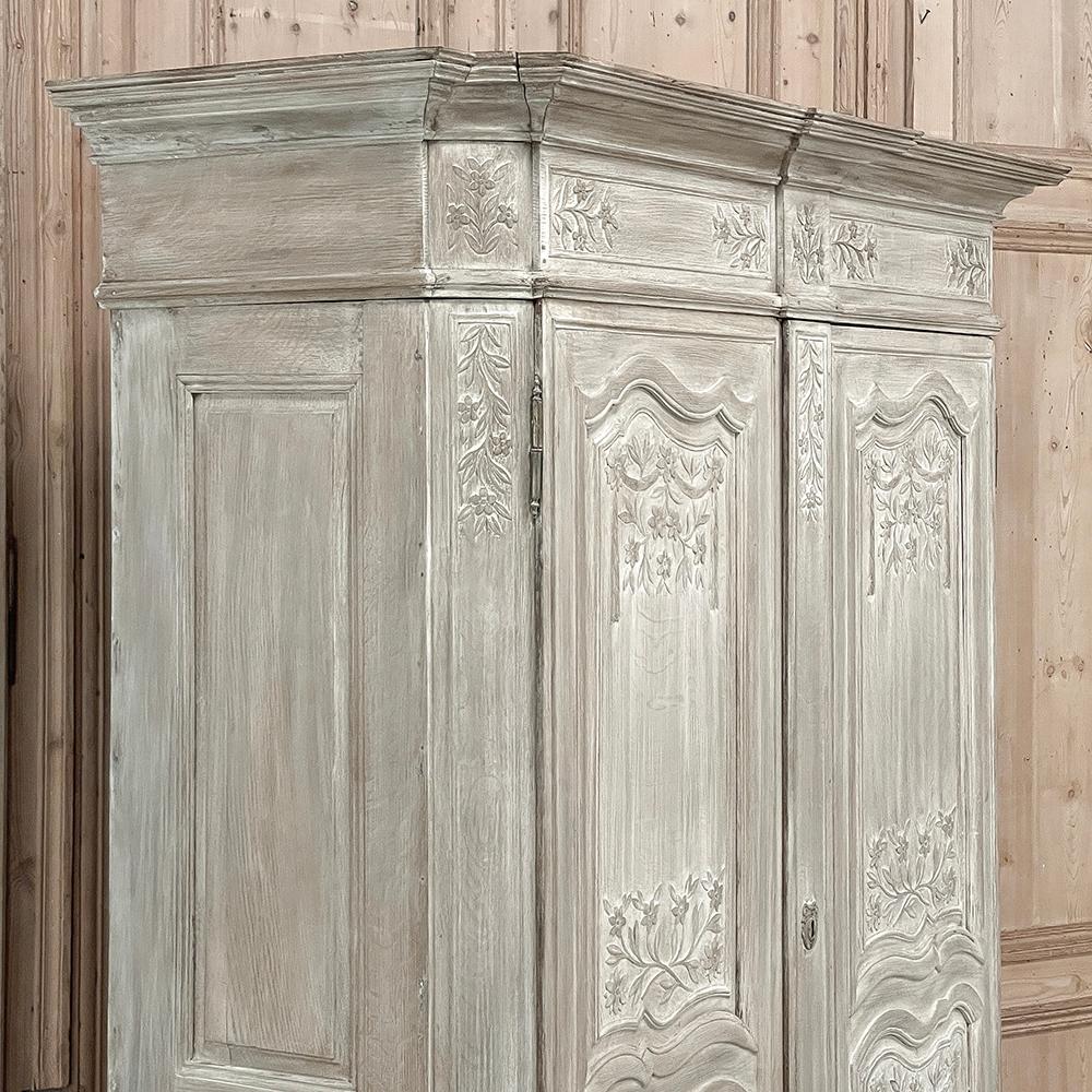 18th Century Country French Louis XVI Period Whitewashed Armoire For Sale 4