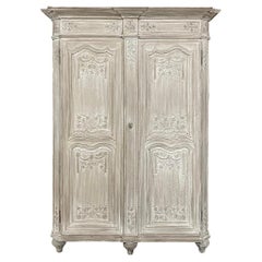 Antique 18th Century Country French Louis XVI Period Whitewashed Armoire