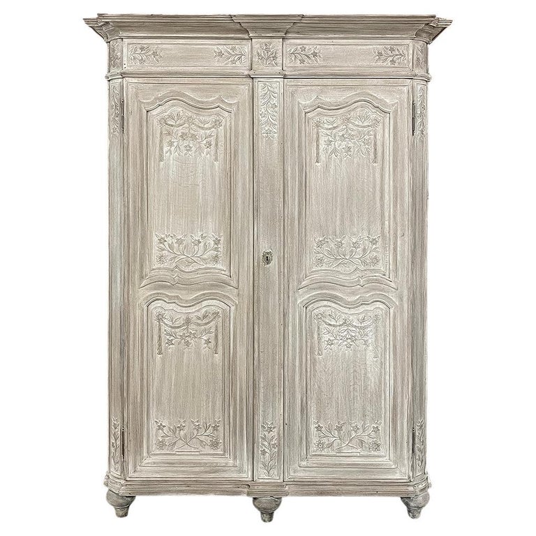18th Century Country French Louis XVI Period Whitewashed Armoire For Sale  at 1stDibs