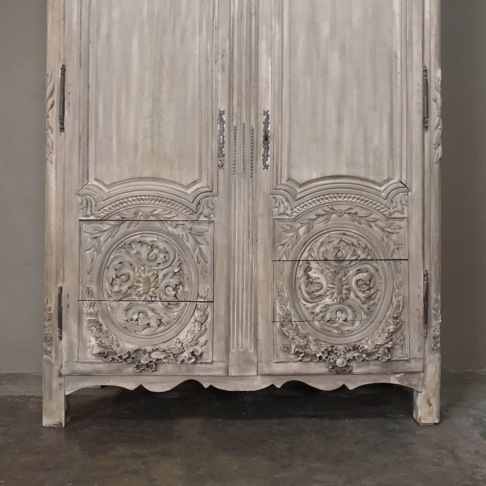Late 18th Century 18th Century Country French Louis XVI Period Whitewashed Armoire, circa 1780