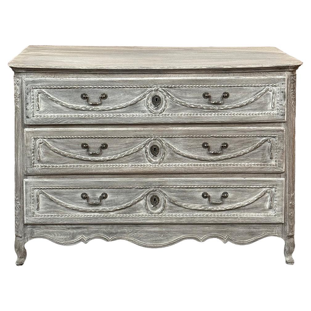 18th Century Country French Louis XVI Period Whitewashed Commode