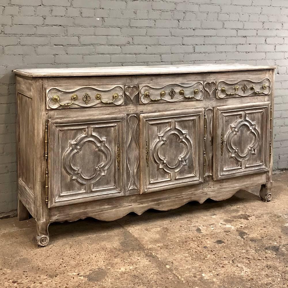 Hand-Crafted 18th Century Country French Normandy Stripped Oak Buffet - Enfilade