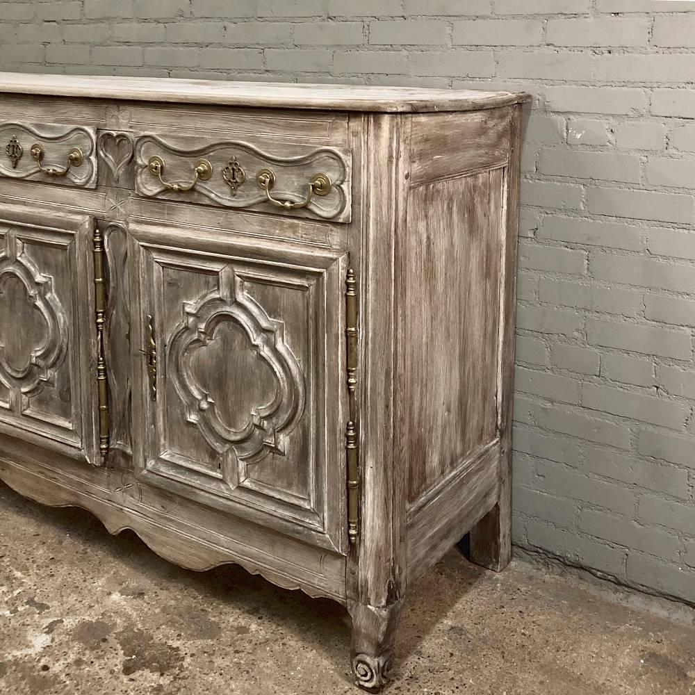 Brass 18th Century Country French Normandy Stripped Oak Buffet - Enfilade