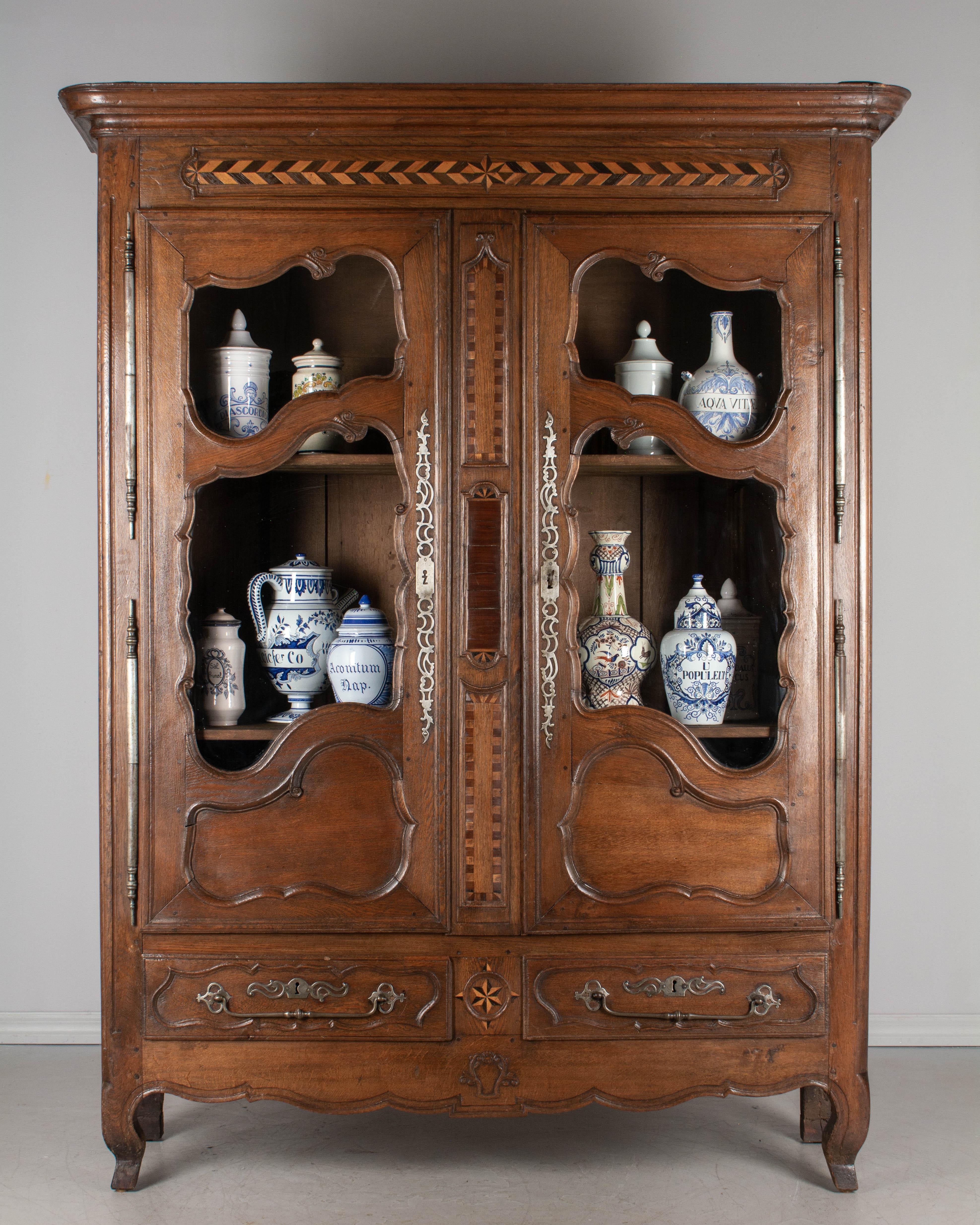 Hand-Crafted 18th Century Country French Oak Armoire or Bookcase For Sale