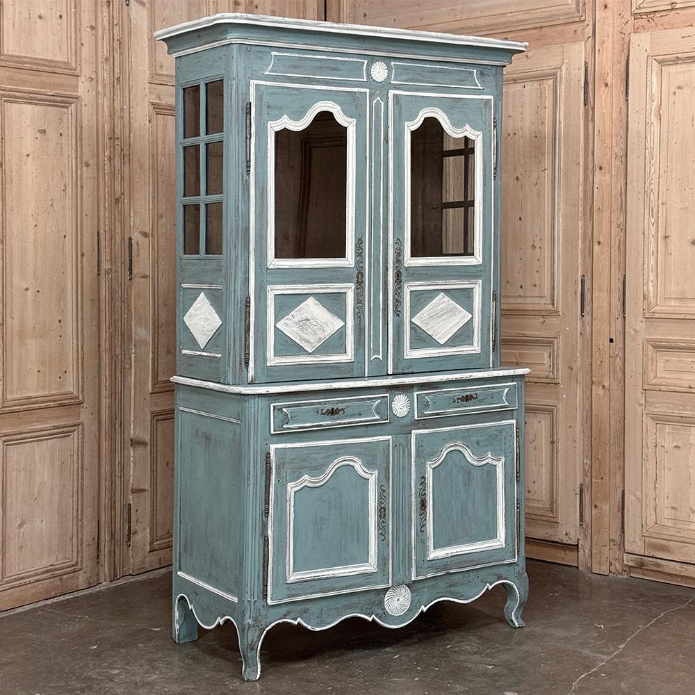 18th Century Country French Painted Bookcase ~ China Buffet will add a splash of provincial color to any room, and provide both abundant storage and display for a delightful combination!  Hand-crafted by talented artisans using time-honored