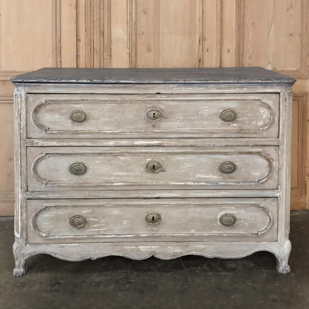 Hand-Carved 18th Century Country French Painted Commode