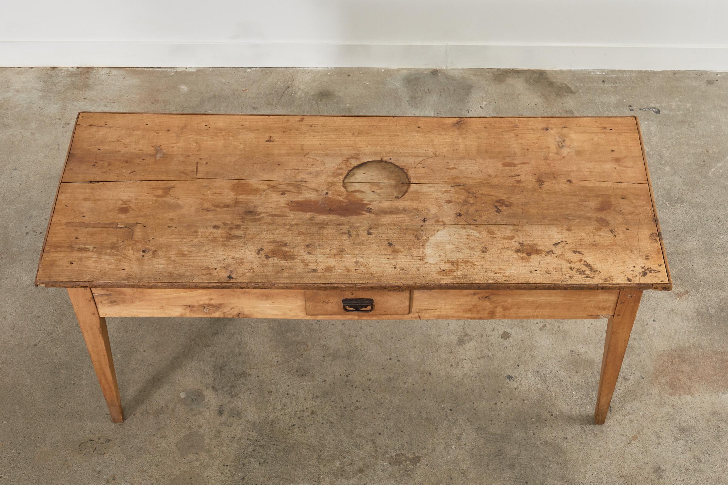 18th Century Country French Provincial Fruitwood Farmhouse Work Table In Distressed Condition For Sale In Rio Vista, CA