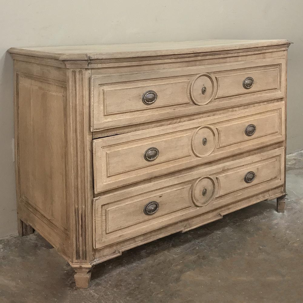 Hand-Crafted 18th Century Country French Provincial Louis XVI Stripped Oak Commode