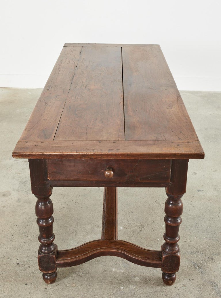 18th Century Country French Provincial Oak Farmhouse Trestle Dining Table For Sale 4