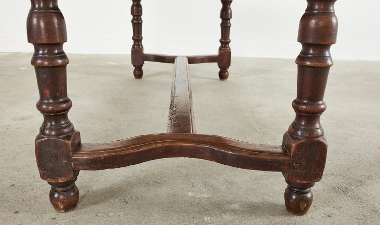 18th Century Country French Provincial Oak Farmhouse Trestle Dining Table For Sale 12