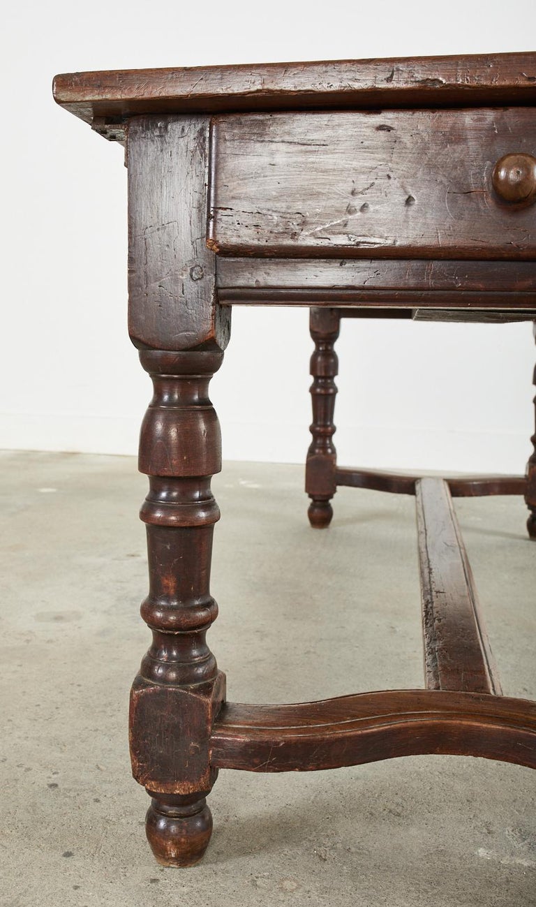 18th Century Country French Provincial Oak Farmhouse Trestle Dining Table For Sale 13