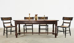 18th Century Country French Provincial Oak Farmhouse Trestle Dining Table
