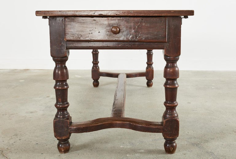 18th Century Country French Provincial Oak Farmhouse Trestle Dining Table For Sale 3
