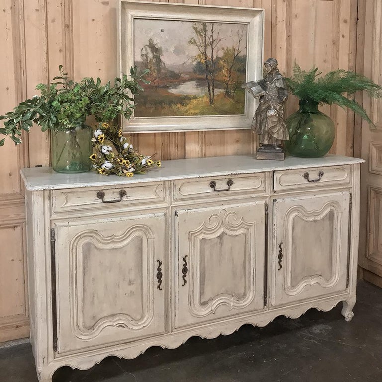 Hand-Crafted 18th Century Country French Provincial Painted Buffet For Sale