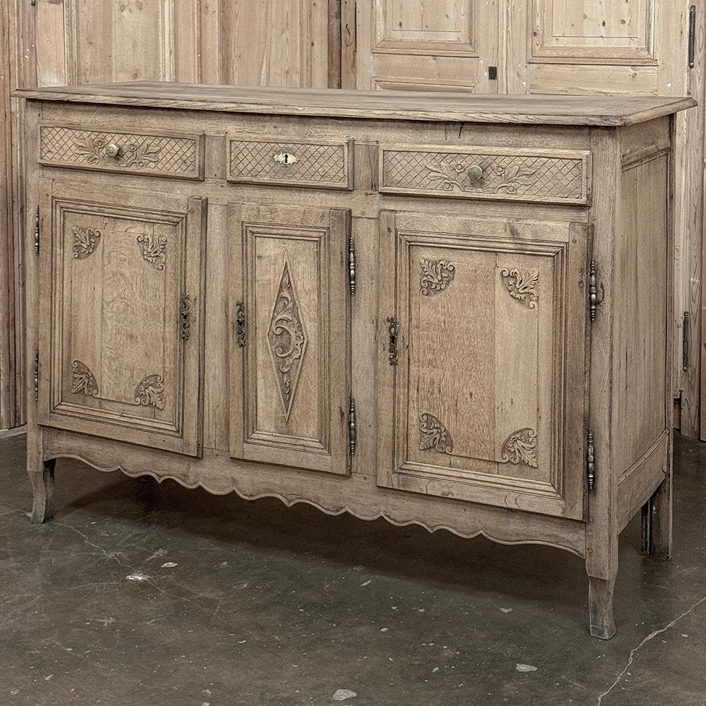 French Provincial 18th Century Country French Regence Buffet in Stripped Oak For Sale