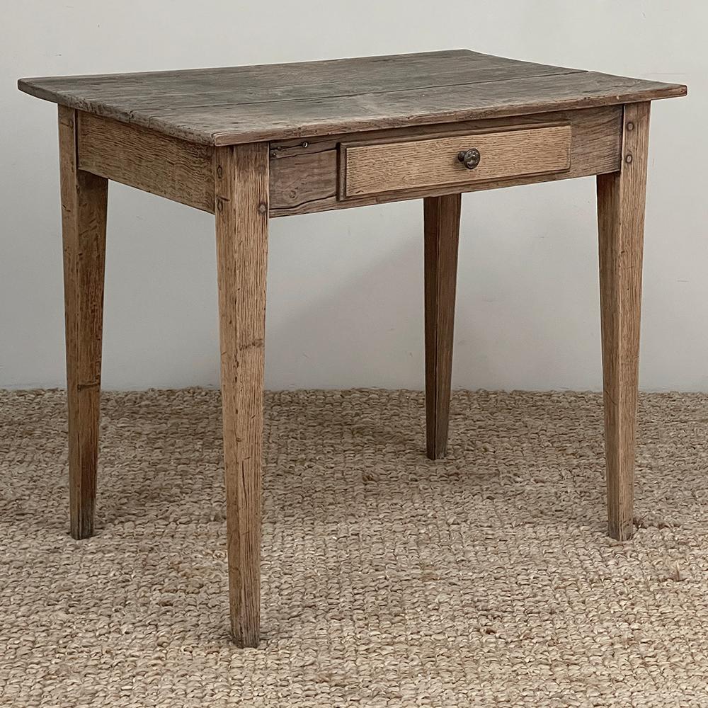 18th Century Country French Stripped End Table bears all the charm of rustic rural craftsmanship, where artisans in the provinces used time-honored techniques to create furnishings that were literally designed to last for centuries!  Crafted from