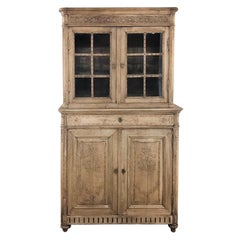 18th Century Country French Stripped Louis XVI Vitrine ~ Bookcase ~ Cabinet