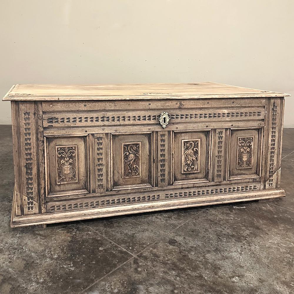 Country Baule neoclassico a righe francese del XVIII secolo ~ Cassapanca per coperte in vendita