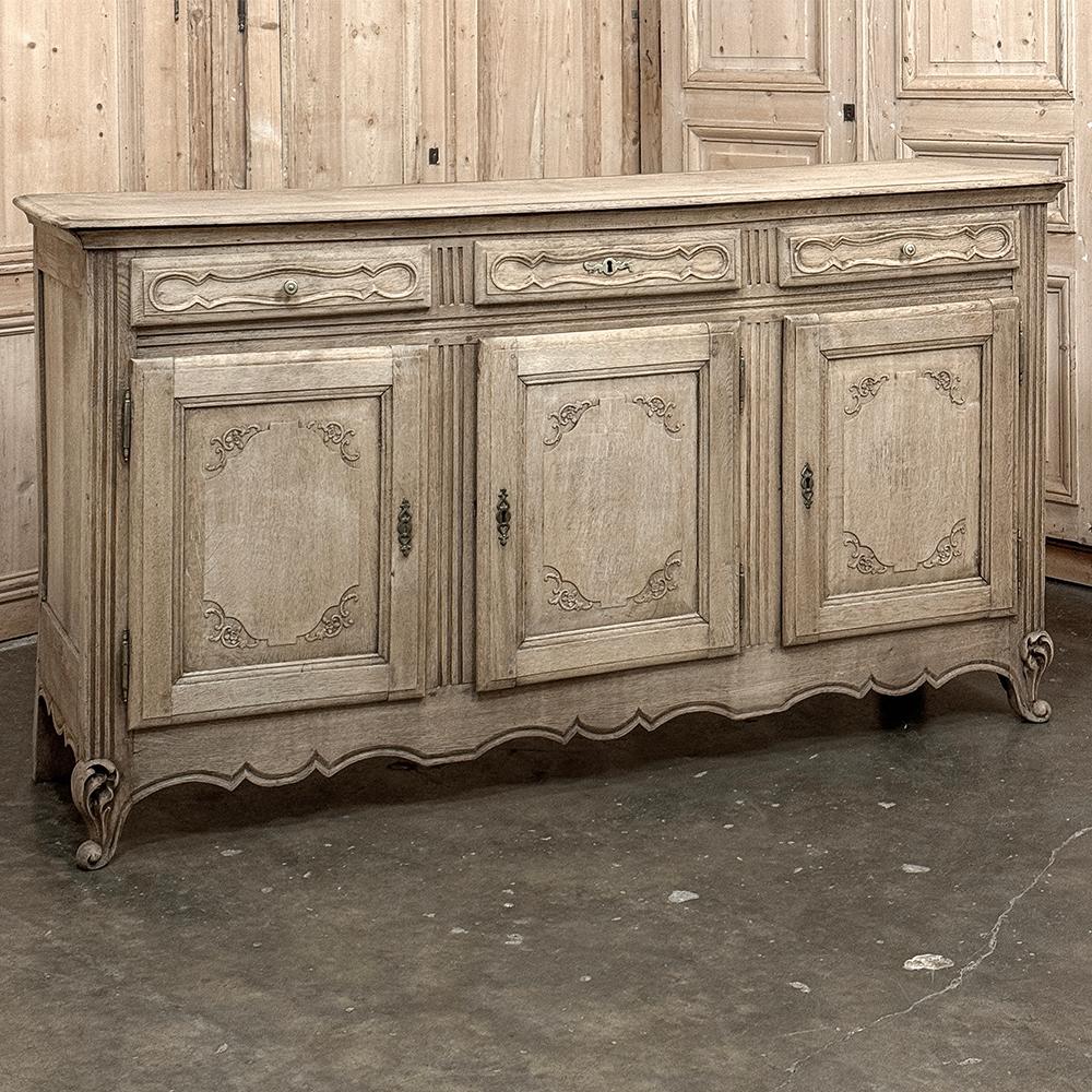 18th Century Country French Stripped Oak Buffet ~ Enfilade is a very well preserved example of fine French craftsmanship, using superior old-growth woods that produce unparalleled longevity in fine furnishings.  Hand-selected oak planks and panels