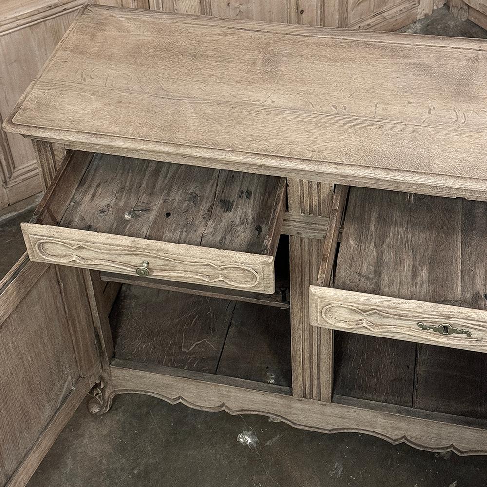Brass 18th Century Country French Stripped Oak Buffet ~ Enfilade For Sale