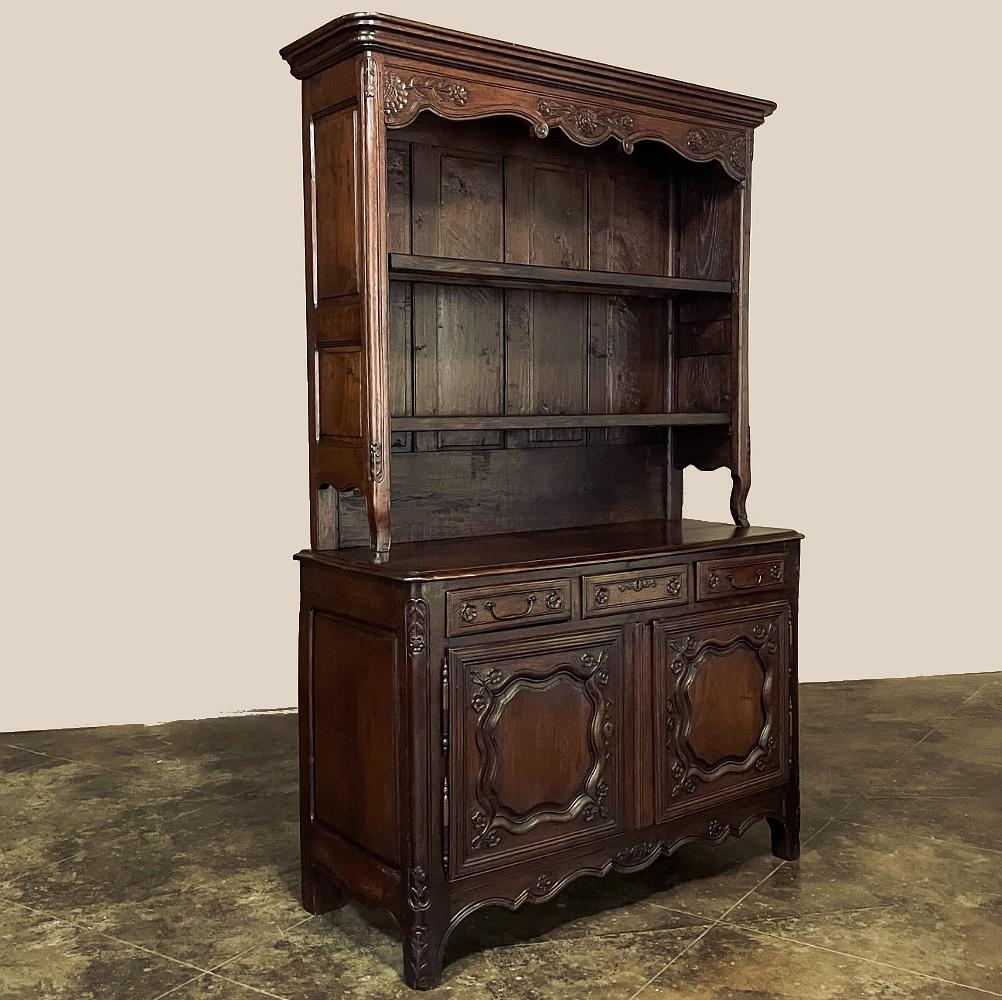 18th century Country French Vaisselier ~ Buffet was designed to perform three essential functions, and to do it with flair and style! Hand-crafted in the Lower Brittany region, its style influence was derived from centuries of French artistry in