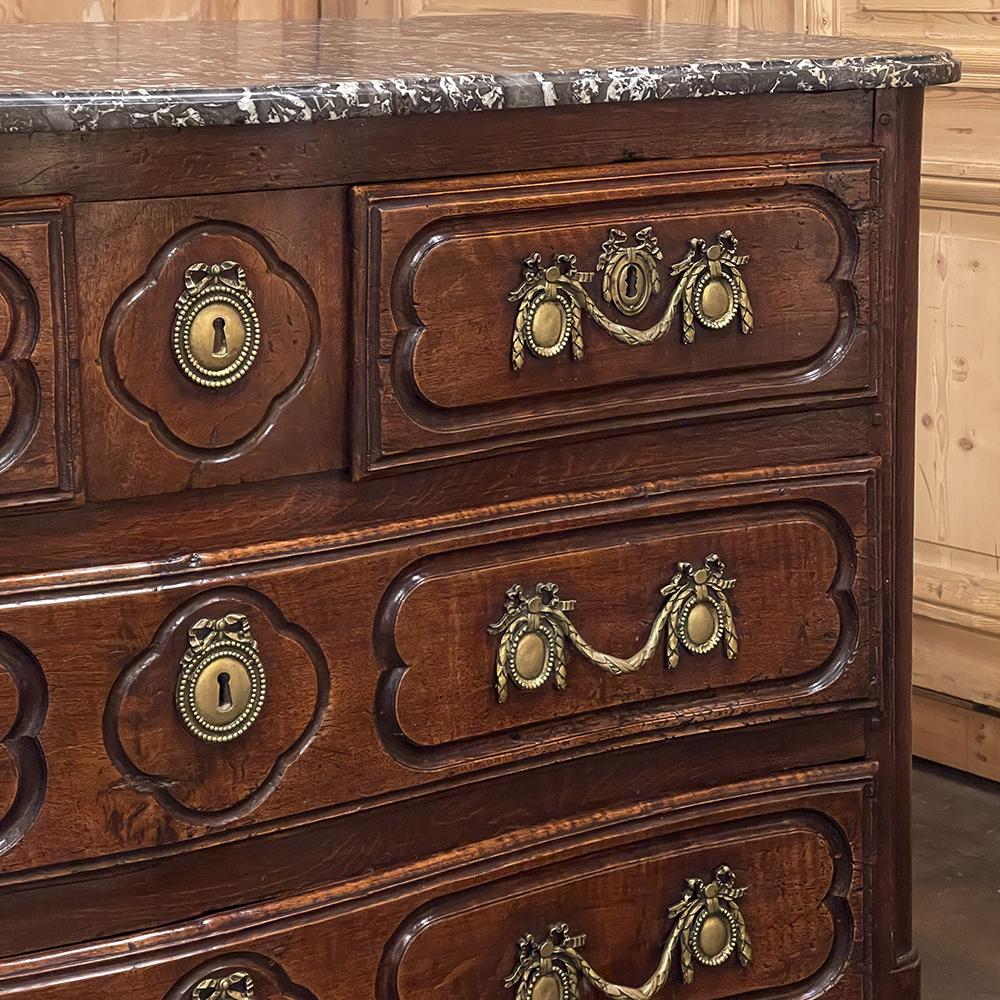 18th Century Country French Walnut Marble Top Commode ~ Chest of Drawers For Sale 4