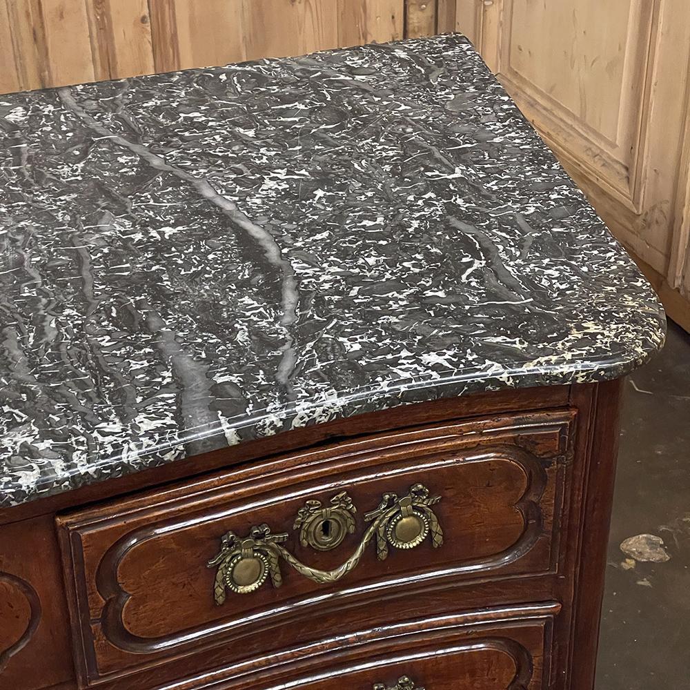 18th Century Country French Walnut Marble Top Commode ~ Chest of Drawers For Sale 12