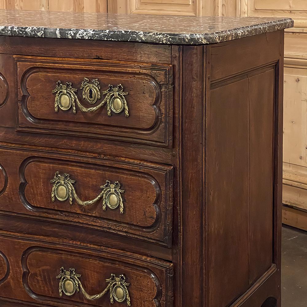 18th Century Country French Walnut Marble Top Commode ~ Chest of Drawers For Sale 7