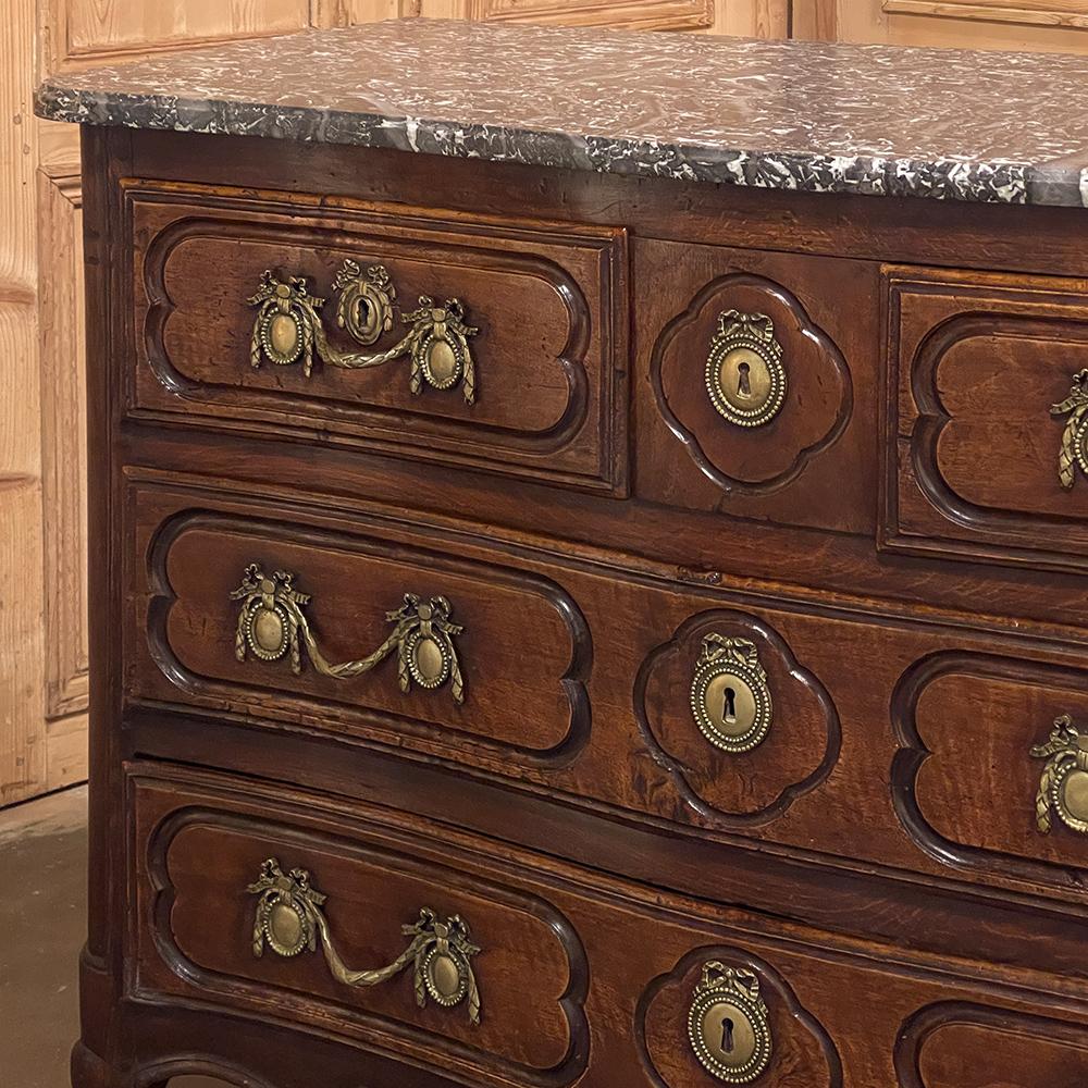18th Century Country French Walnut Marble Top Commode ~ Chest of Drawers For Sale 9