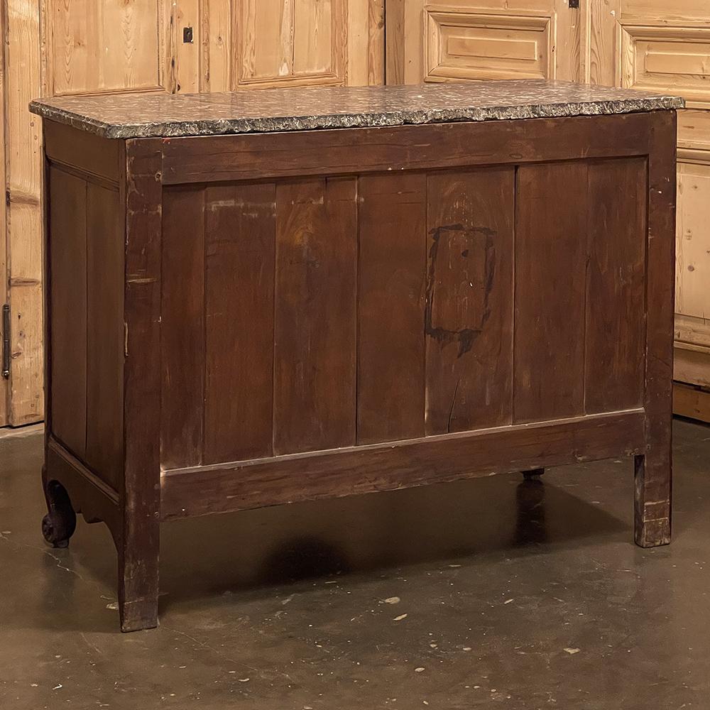 18th Century Country French Walnut Marble Top Commode ~ Chest of Drawers For Sale 13