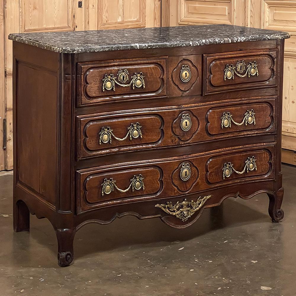 Louis XVI 18th Century Country French Walnut Marble Top Commode ~ Chest of Drawers For Sale