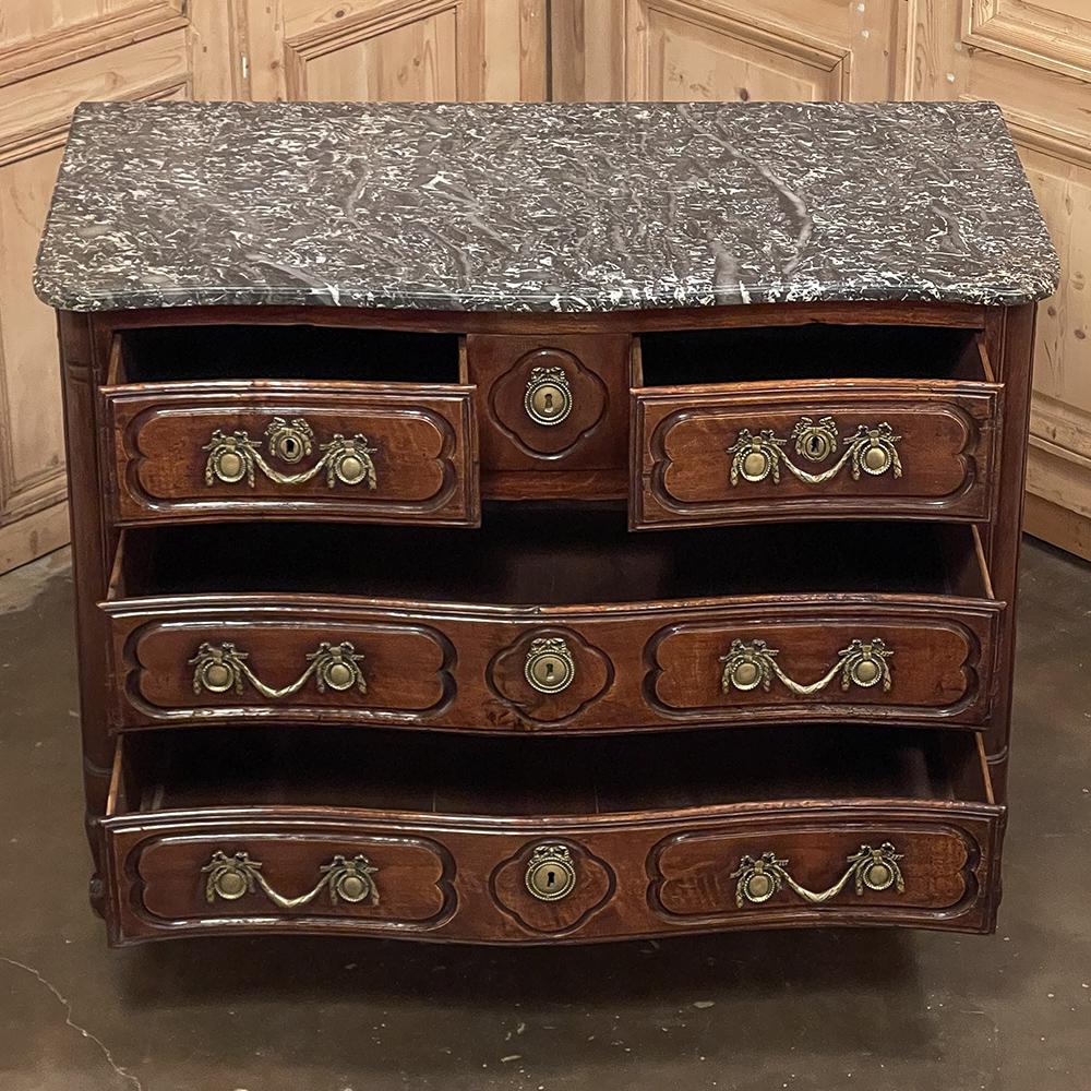 Late 18th Century 18th Century Country French Walnut Marble Top Commode ~ Chest of Drawers For Sale