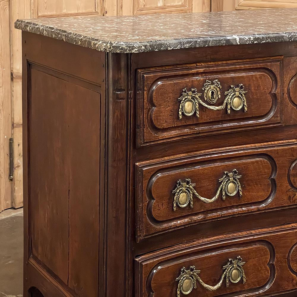 18th Century Country French Walnut Marble Top Commode ~ Chest of Drawers For Sale 2