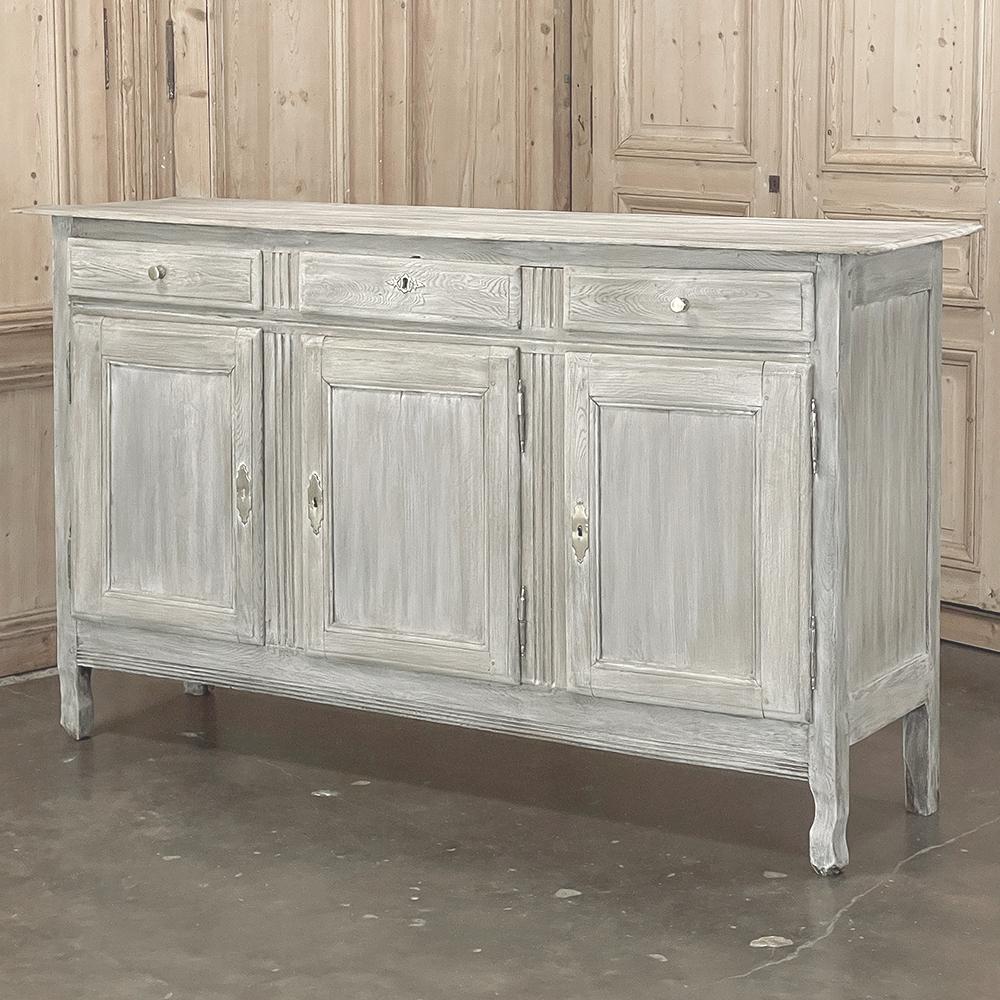 Hand-Crafted 18th Century Country French Whitewashed Buffet ~ Enfilade For Sale