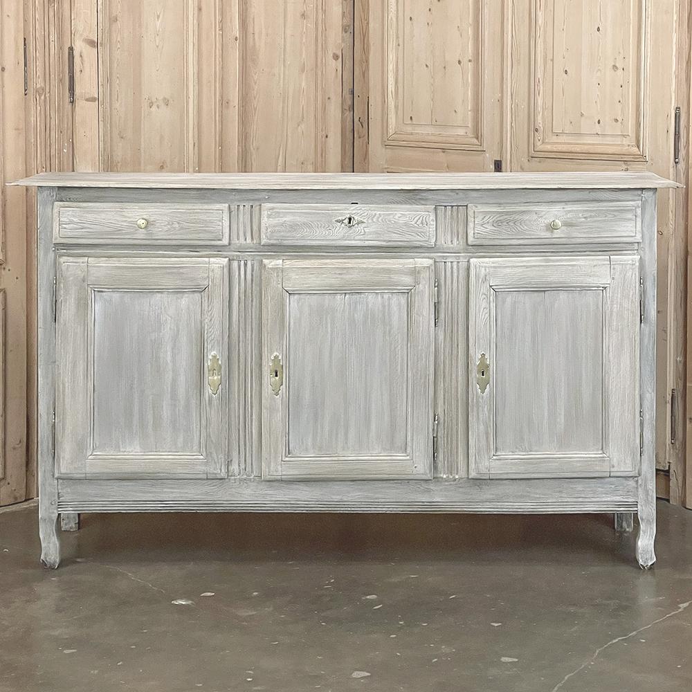18th Century Country French Whitewashed Buffet ~ Enfilade In Good Condition For Sale In Dallas, TX