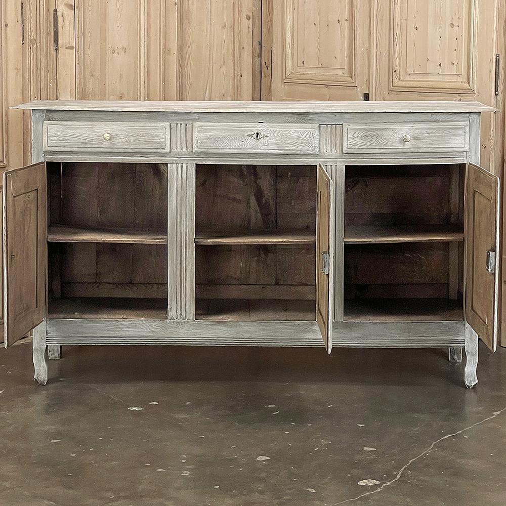 Brass 18th Century Country French Whitewashed Buffet ~ Enfilade For Sale
