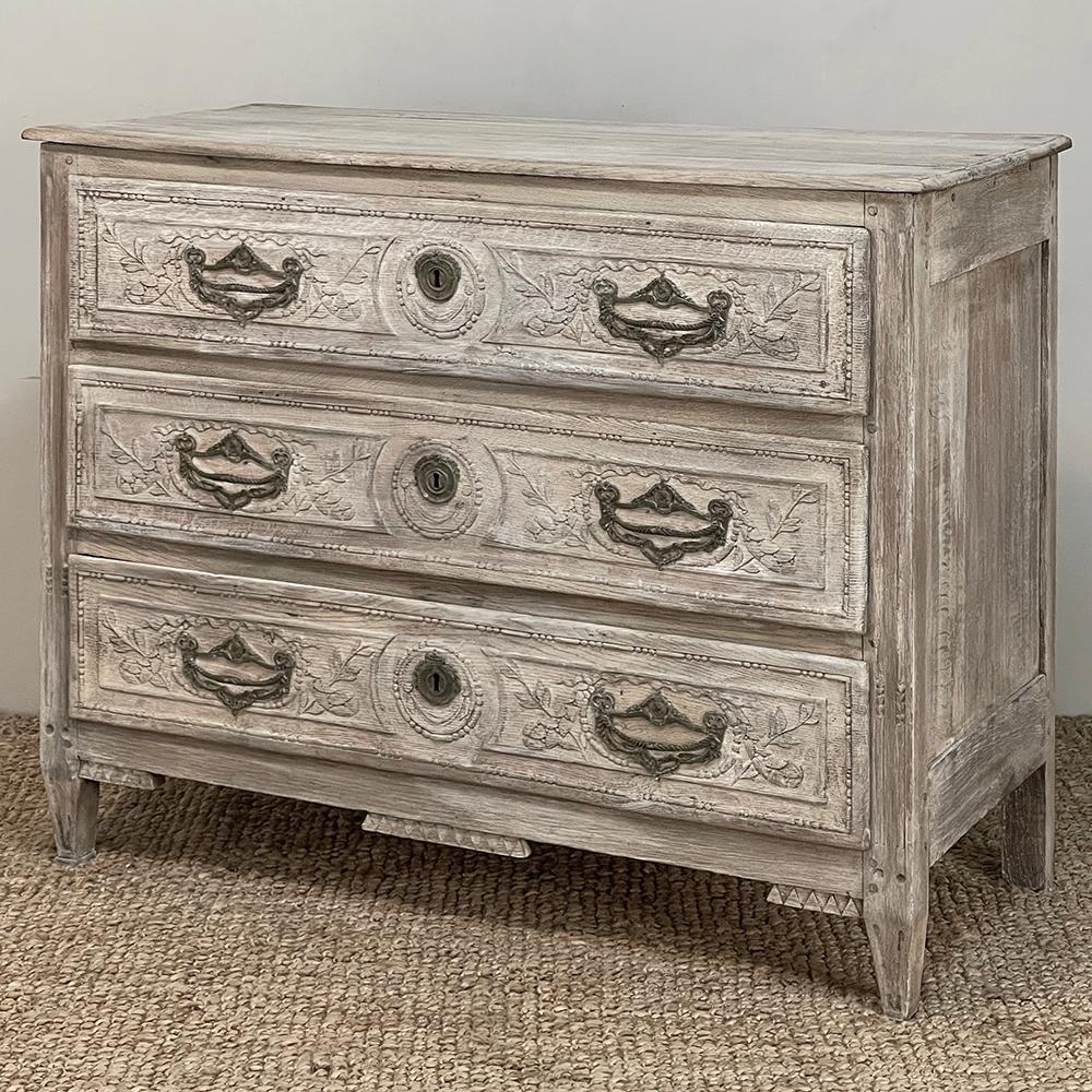 Louis XVI 18th Century Country French Whitewashed Commode For Sale