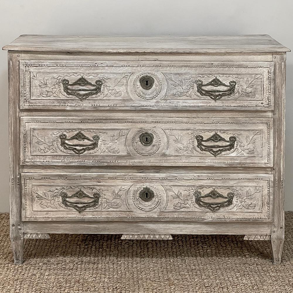 Hand-Crafted 18th Century Country French Whitewashed Commode For Sale