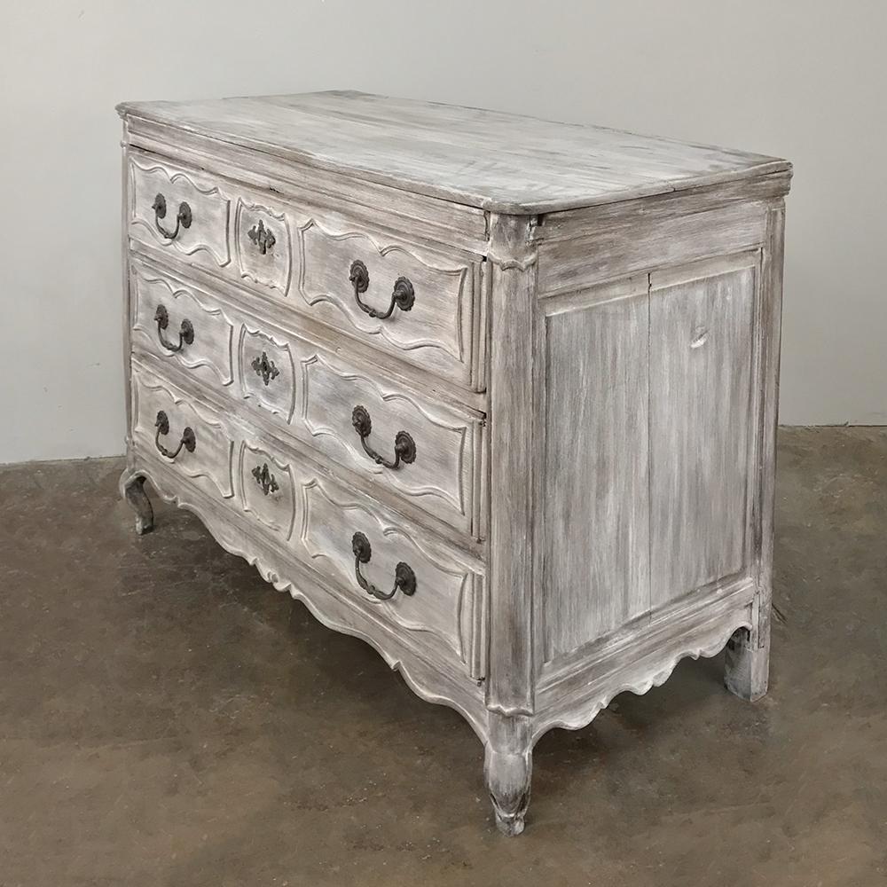 Brass 18th Century Country French Whitewashed Commode For Sale