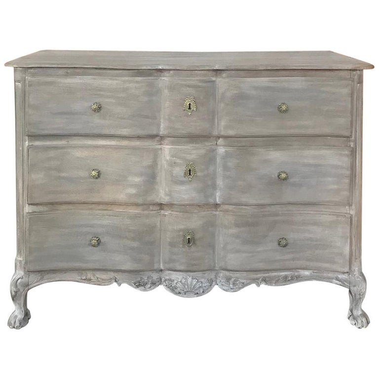 18th Century Country French Whitewashed Oak Commode at 1stdibs