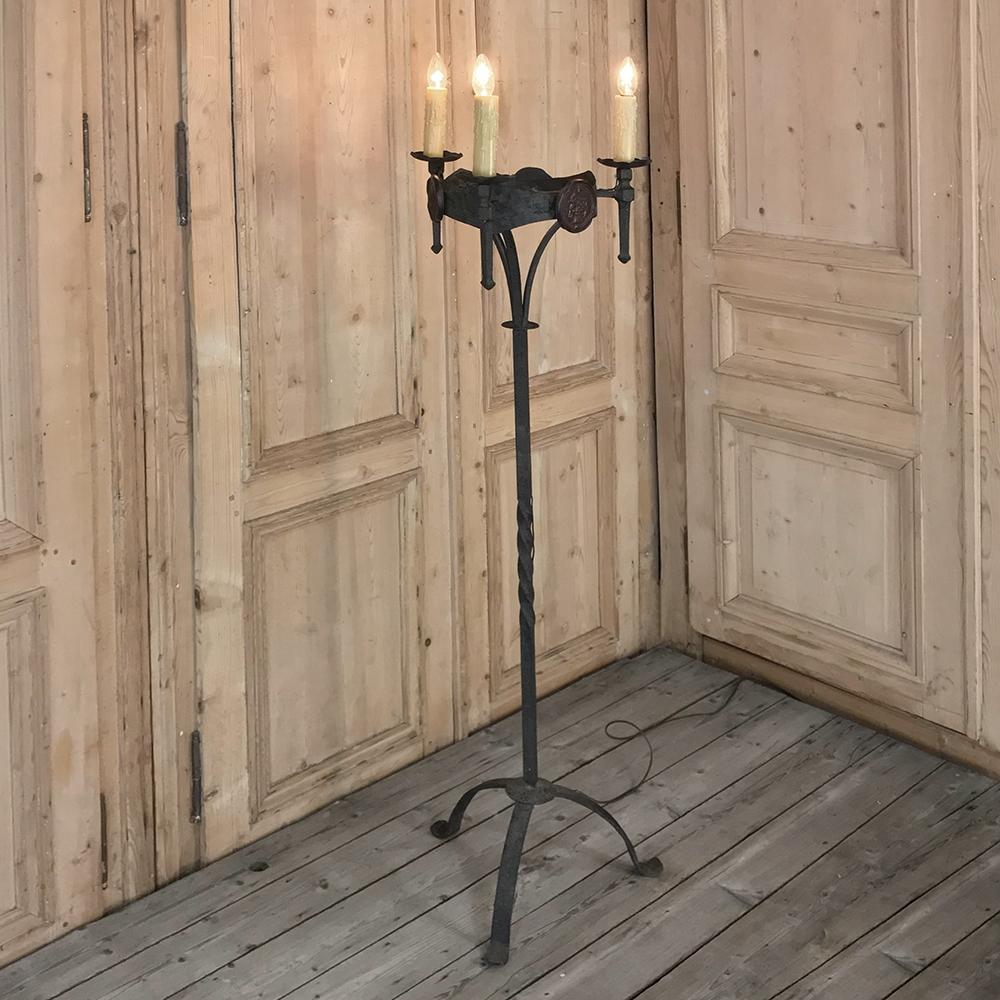 Medieval 18th Century Country French Wrought Iron Torchere