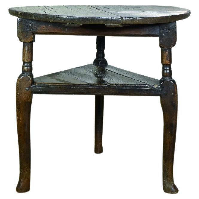 Cricket-Tisch aus Eiche im Landhausstil aus dem 18. Jahrhundert, zweistufig